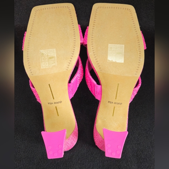 NWT- Dolce Vita Orchid Raffia/Hot Pink Square-Toe Slide High Heel Sandal -Size 9 - Picture 8 of 8